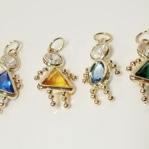 Sale Estate 14k Yellow Gold .25ct Blue Topaz Cz Diamond Sapphire Emerald Citrine Charm Girl March May September November CHOICE G498