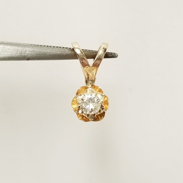 1/2" Sale SI2 G H Sale Estate 14k Yellow Gold .25ct Diamond Pendant Stunning Charm Buttercup .20ct .30ct GS1163-04