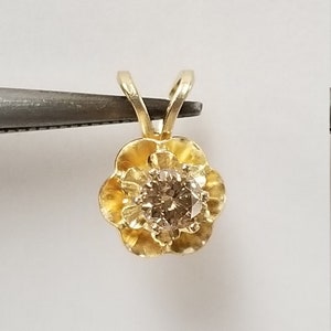 Sprzedaż nieruchomości 14k żółte złoto 0,15ct szampan wisiorek z diamentami oszałamiający urok jaskier 0,20ct 0,30ct GC5