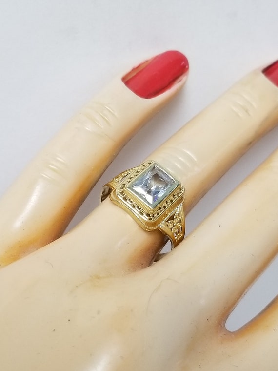 Ring Size 7.25 Estate 10k Yellow Gold CZ Diamond … - image 6