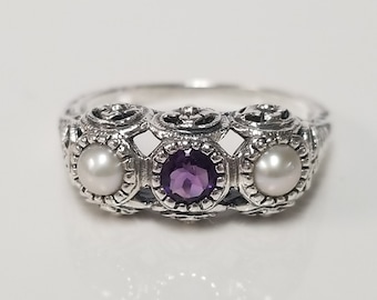 Size 5 7 8 9 Estate Sterling Silver 925 Natural Amethyst
