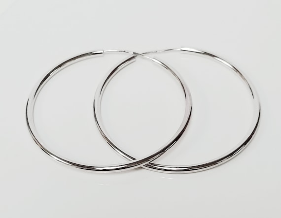 Orecchini A Cerchio Grandi In Argento Sterling 925 - 35 Mm, Modello 6215, Gioielli Inglesi Dal 1984