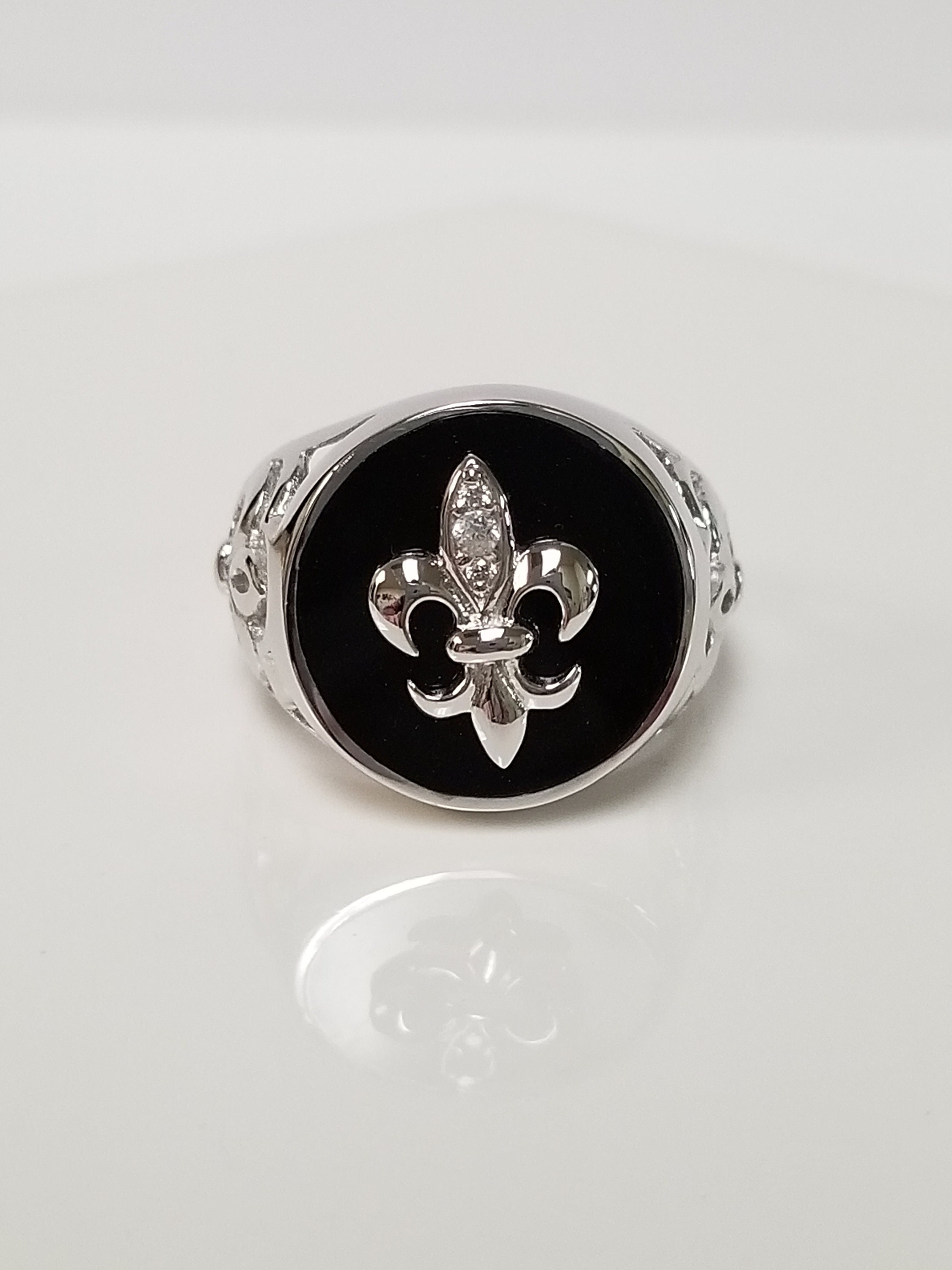 Size 9 Estate Sterling Silver 925 Black 2ct Onyx Finial