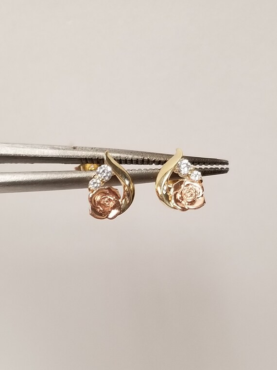 14K Gelbgold Versilbert Rose Blume Ohrstecker Damen Teenager