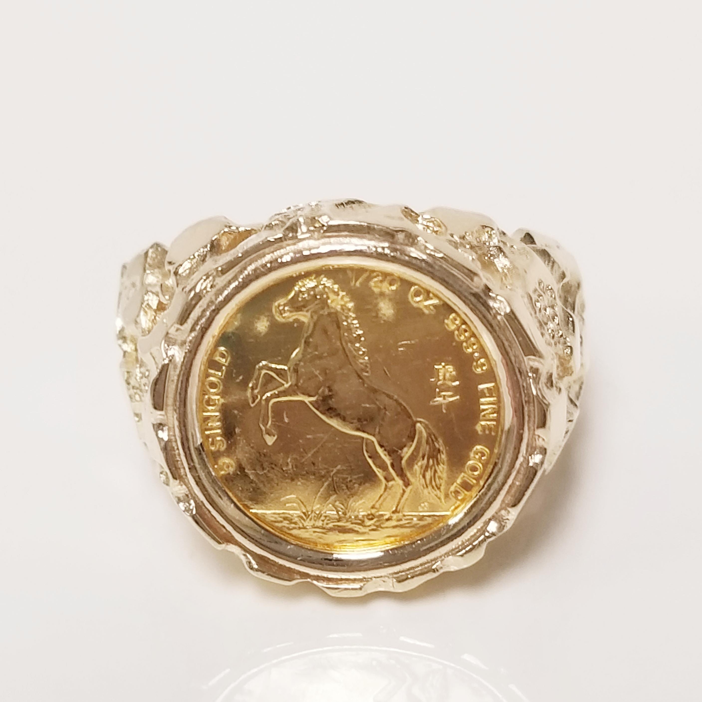 7.36 Grams Size 8.5 Estate 14k Yellow Gold 5 Singold Horse 1990