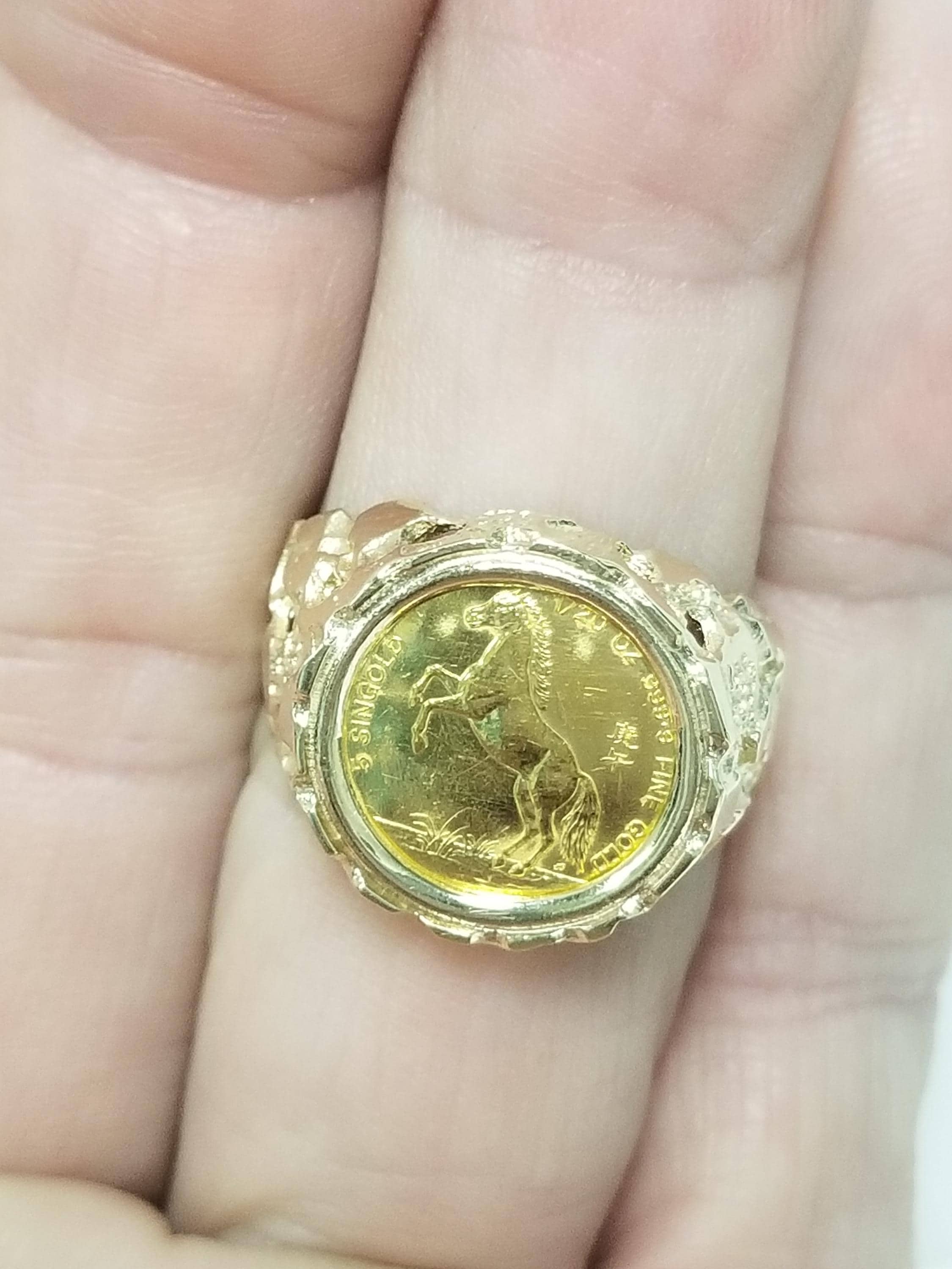 7.36 Grams Size 8.5 Estate 14k Yellow Gold 5 Singold Horse 1990