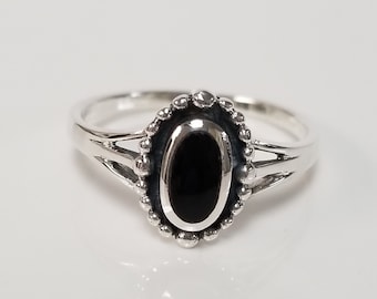 Vintage Silver × Platina Onxy Ball Ring PYTALI Black Onyx Ring for Men Sterling Silver Vintage Retro