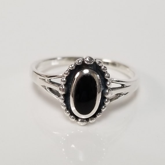 Estate Sterling Silver 925 Southwestern Style .25ct Black Onyx 