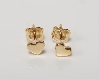 1/8" 3.5mm Estate New 14k Yellow Gold Heart Studs Stud Earrings Anniversary Birthday GE426