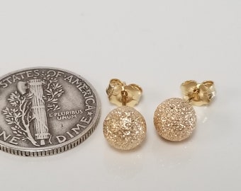 4mm or 6mm Choice Sale New 14k Yellow Gold Ball 6mm Star Dust Earrings Studs Stud Star GE12