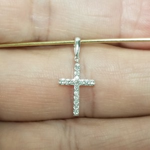 3/4 Estate 10k White Gold .075ct Diamond Cross Pendant Anniversary Birthday Baptism BC19-02 image 3