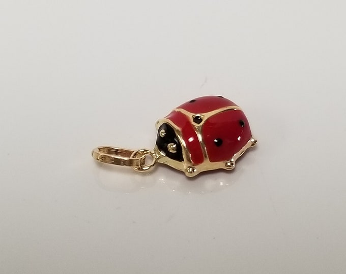 Enamel Lady Bug Yellow Gold 9ct (375, 9K) High Quality Rare Handmade Pendant main image 0