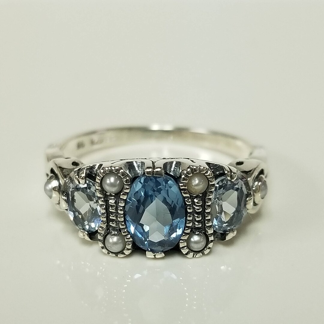 5 7 9 Estate Sterling Silver 925 Natural 2ct Blue Aquamarine Seed