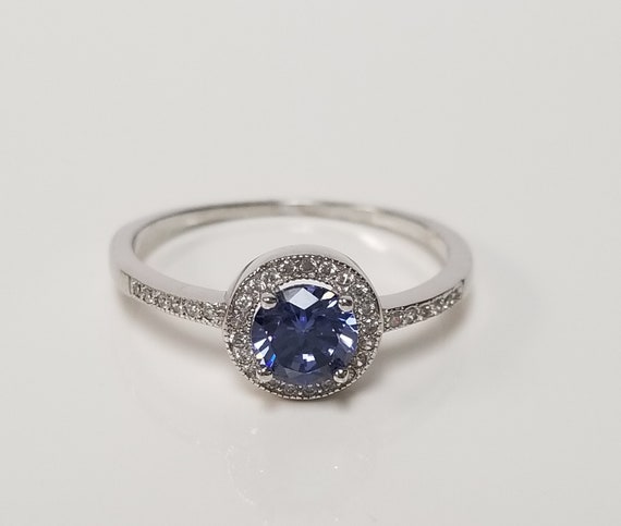 Simulated Tanzanite Heart Promise Ring - .925 Sterling Silver Band Size 10 - View #7