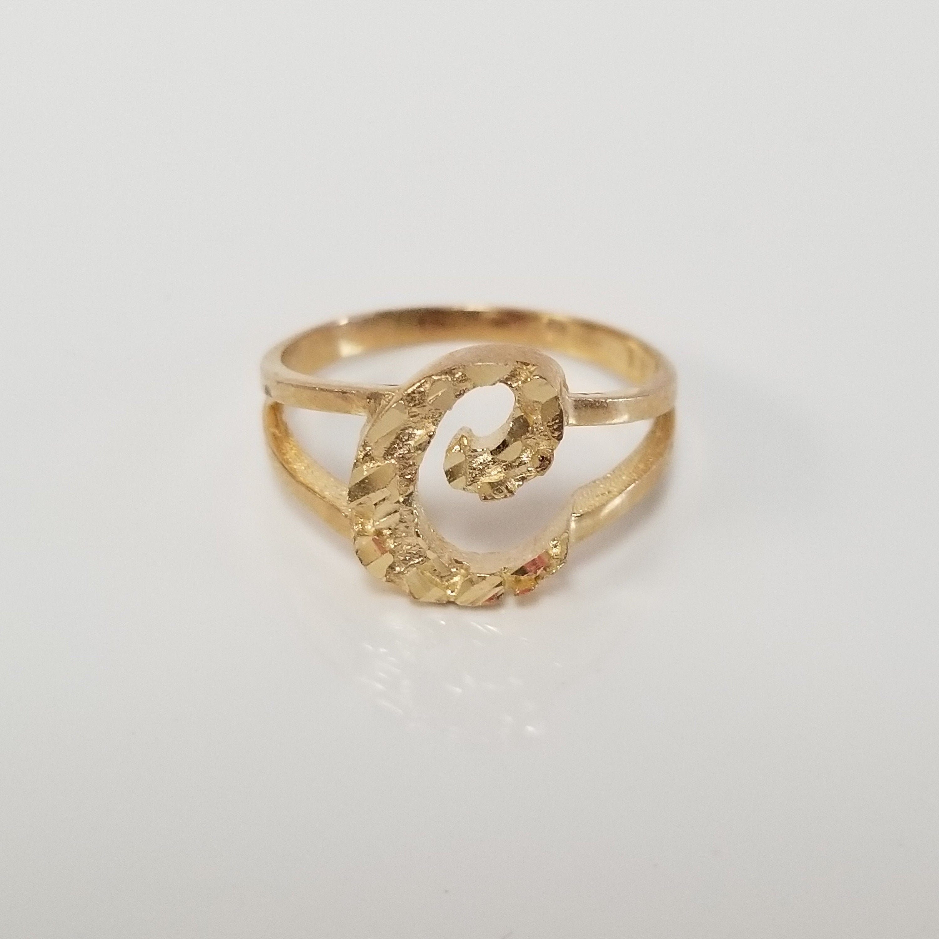 Gold ring with letter cheap c