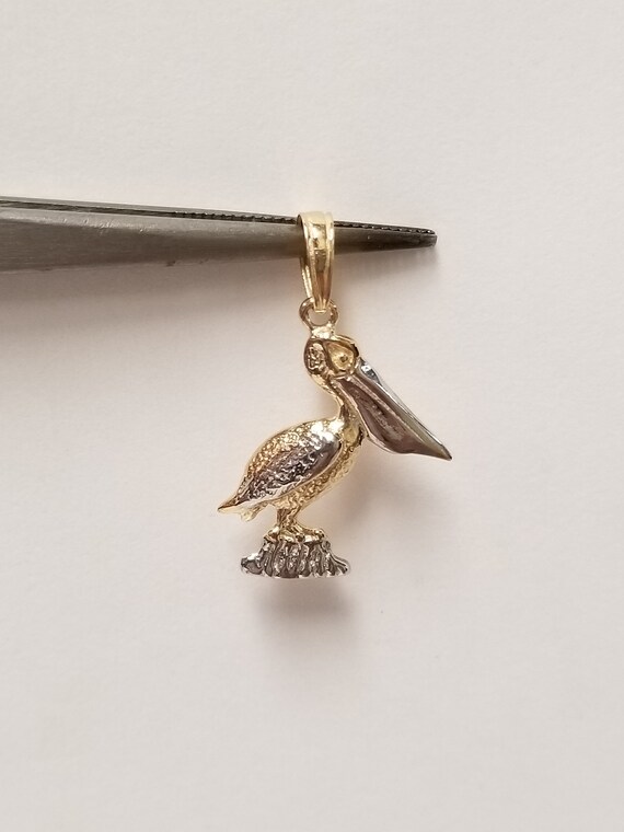 Sale 1" Estate 14k Yellow White Gold Pelican Stan… - image 3