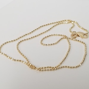 14&quot; Estate 14k Yellow Gold Necklace .80mm Chain Bead Ball 16&quot; G4-0
