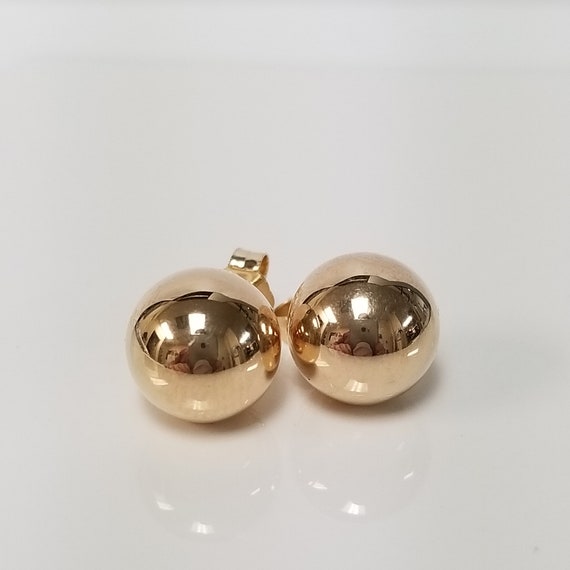 14K Gold 10MM DC Half Ball Stud Earrings 