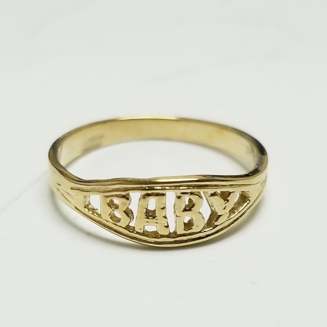 Size 1.5 3 4 5 or 6 Estate 14k Yellow Gold Spelled Baby Ring Block ...