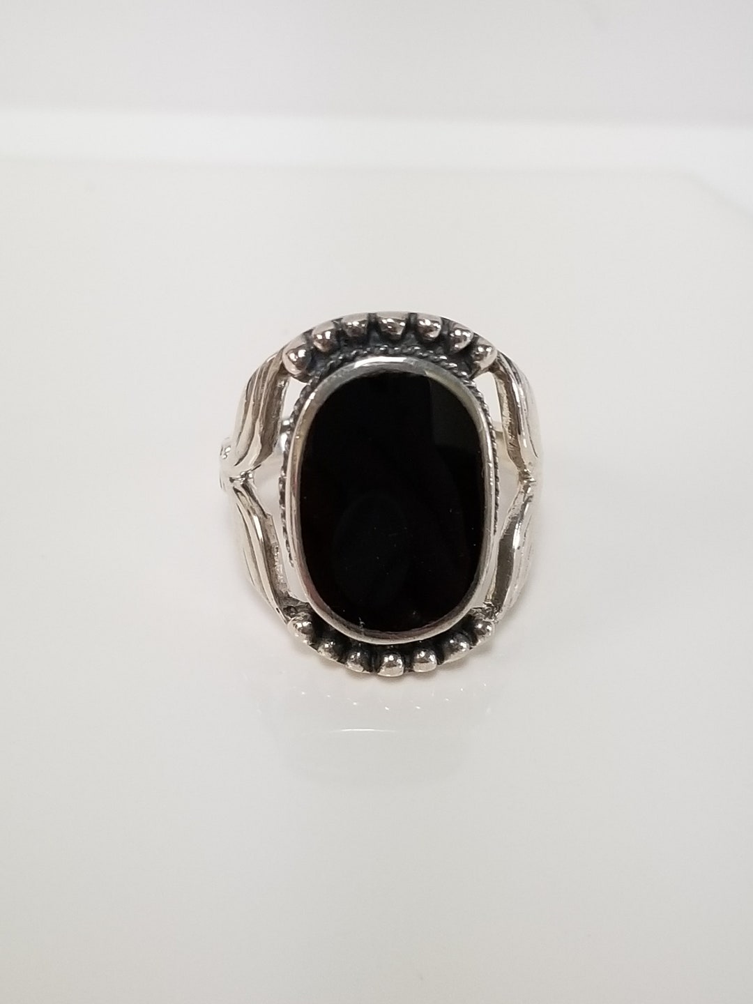 Size 7 8 10 Estate Silver Sterling 925 Black 6cts Onyx Ring