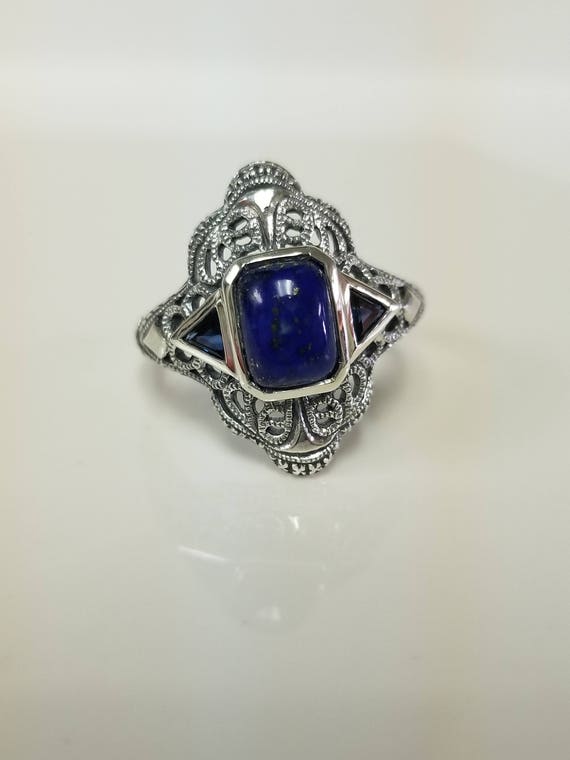 Sterling Silver Genuine Emerald Cut Gemstone Filigree Rings Sterling Silver Genuine Emerald Cut Gemstone Filigree Rings