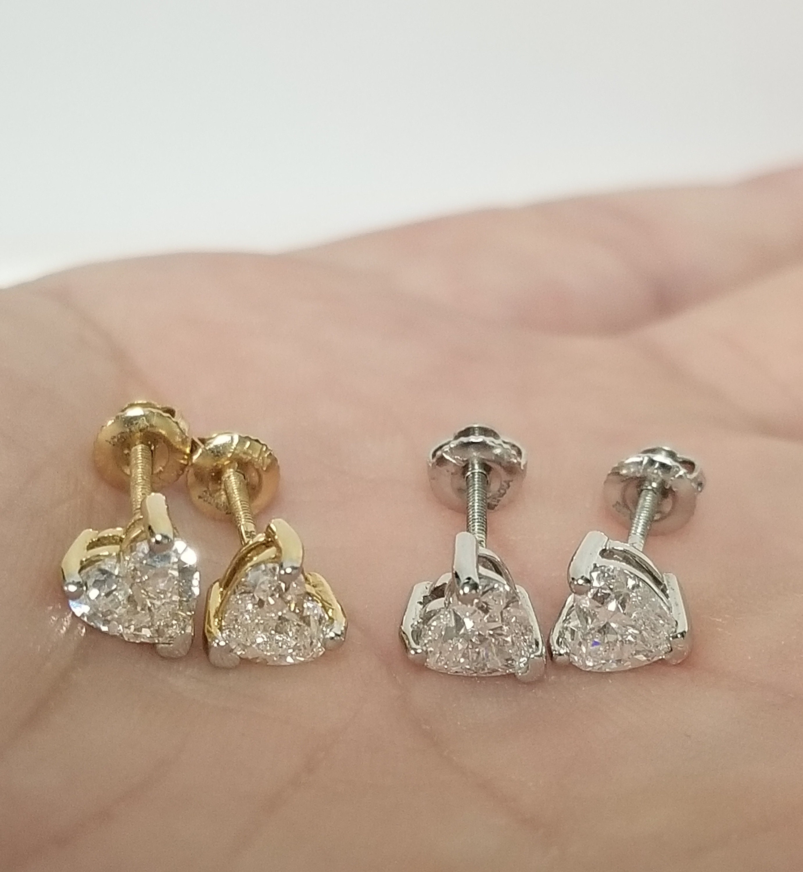 2 Kt Rundschliff VVS1/D Lab Created Solitär Ohrstecker 14 K Weißgold 7