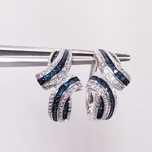 Orecchini A Cerchio Donna Argento 925 Con Zaffiro Blu E Diamante Bianco Naturale – Gioielli Eleganti