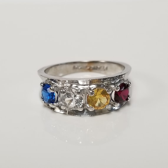 Size 5.75 Estate 10k White Gold Created Rainbow 1… - image 1