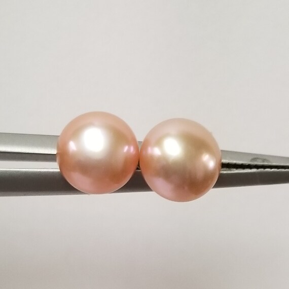 7mm Estate New 14k Earrings Yellow Gold Natural Pink Pearl
