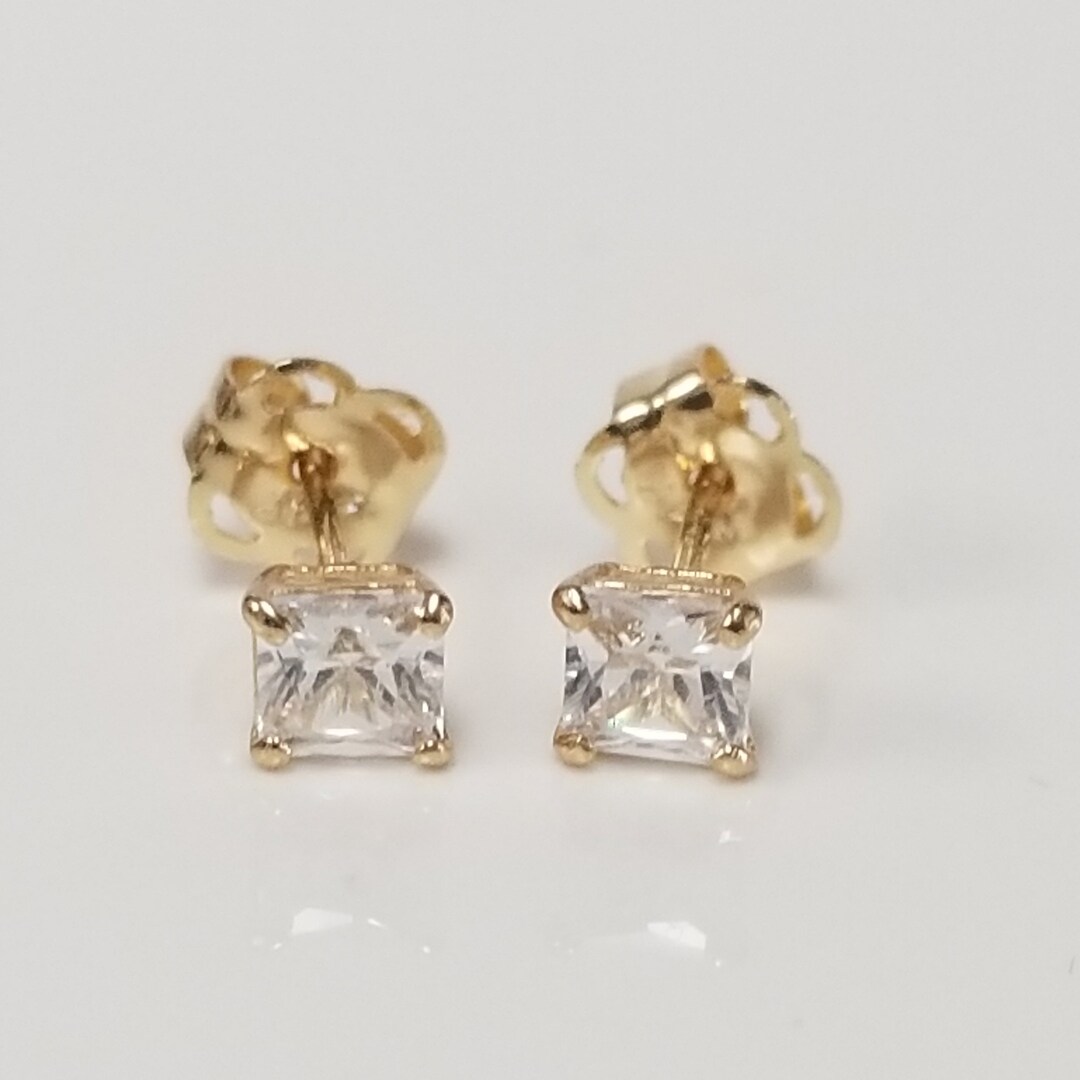2.5mm Sale Estate 14k Yellow Gold .30ct Cz Diamond Earrings - Etsy