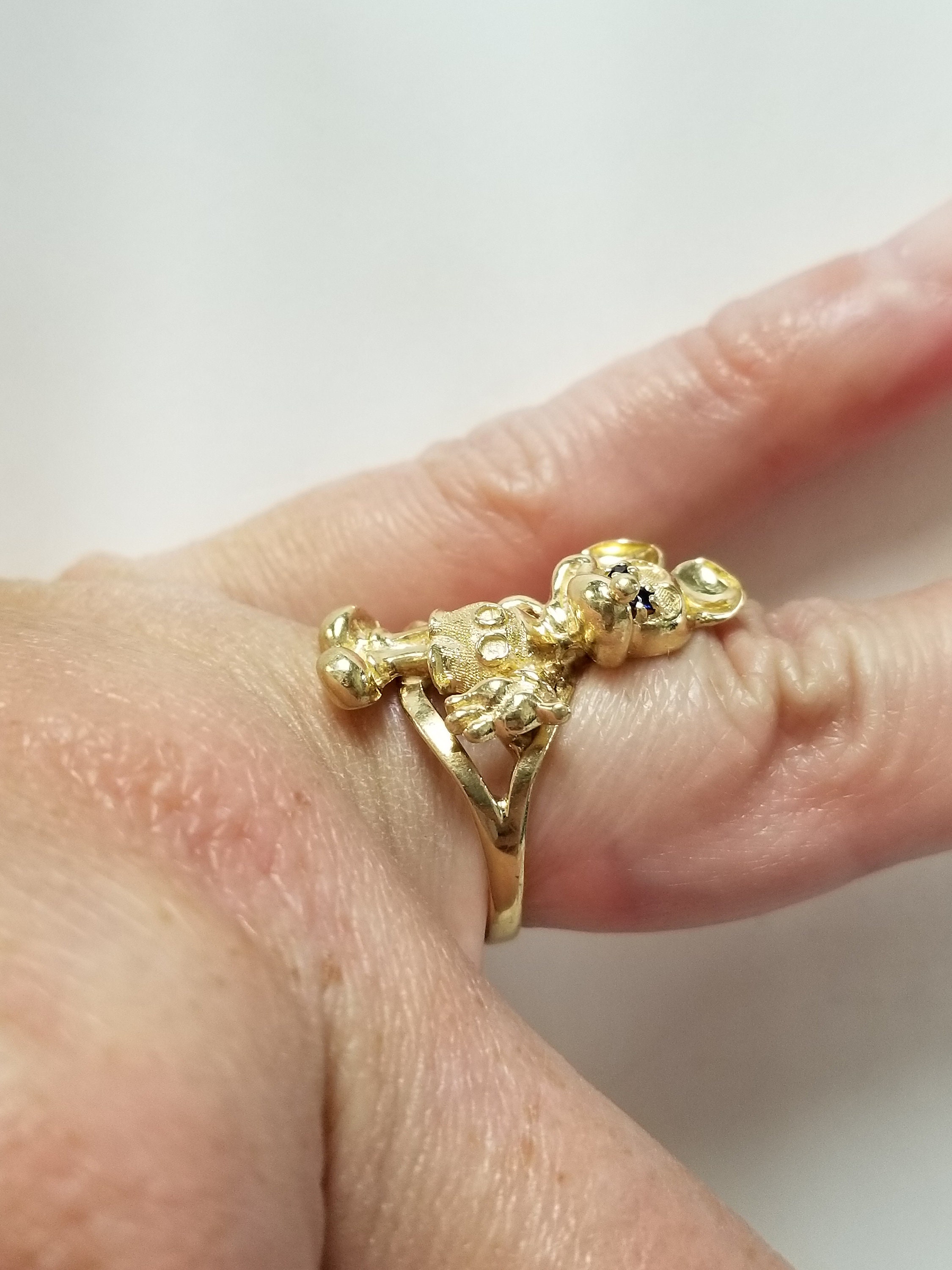 アクセサリー mickeys 5.09 Grams Size 5.5 Estate 14k Yellow Gold Sapphire Disney