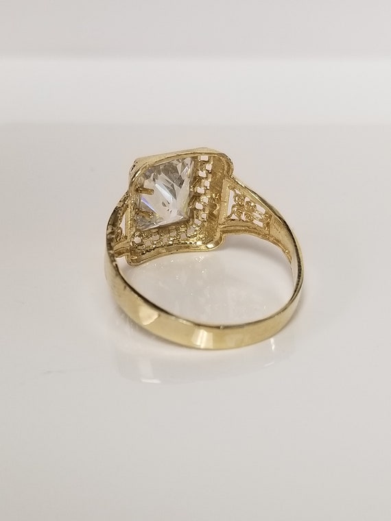 Ring Size 7.25 Estate 10k Yellow Gold CZ Diamond … - image 8