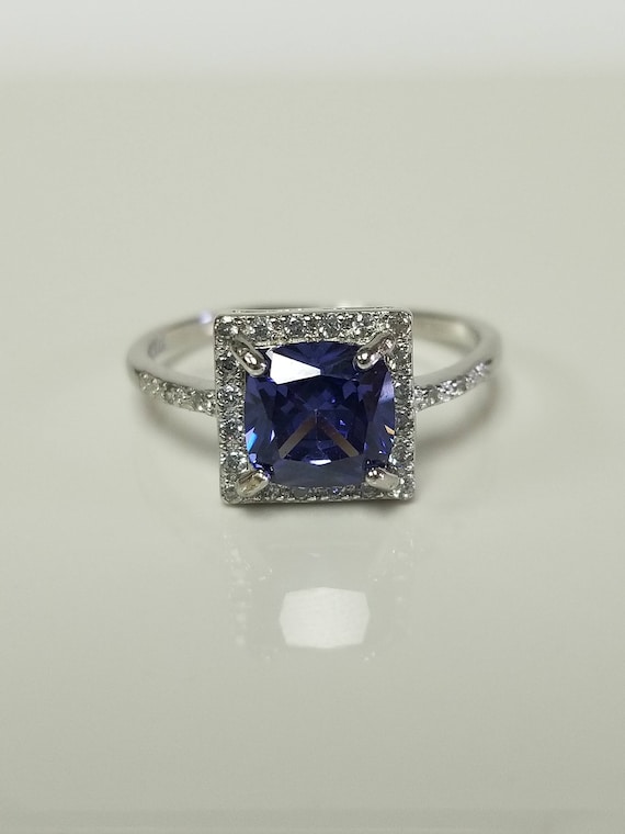 Size 6 Sterling Silver 925 Created 2ct Blue Tanzan
