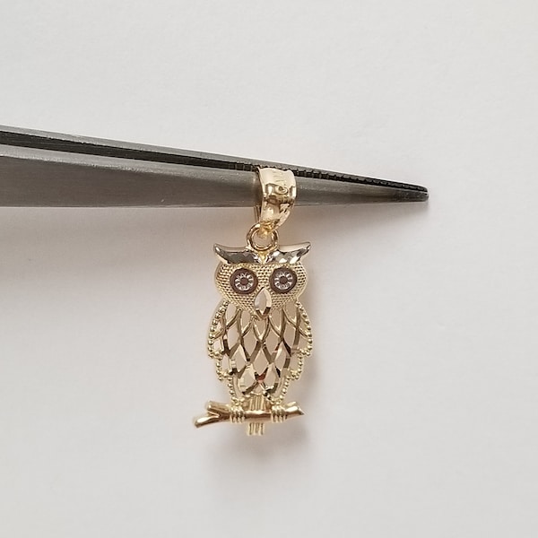 3/4" Sale 14k Yellow White Gold Sitting Owl Pendant Charm Hoot Barn True Gray Anniversary Birthday G107