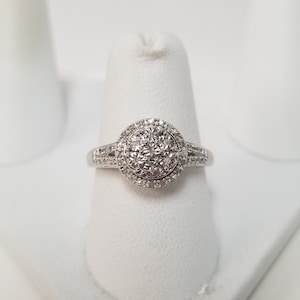 Ring Size 7 Estate Sterling Silver 925 Genuine .10ct Diamond Engagement Wedding Ring Stunning Cocktail .10ct .25ct S56-01