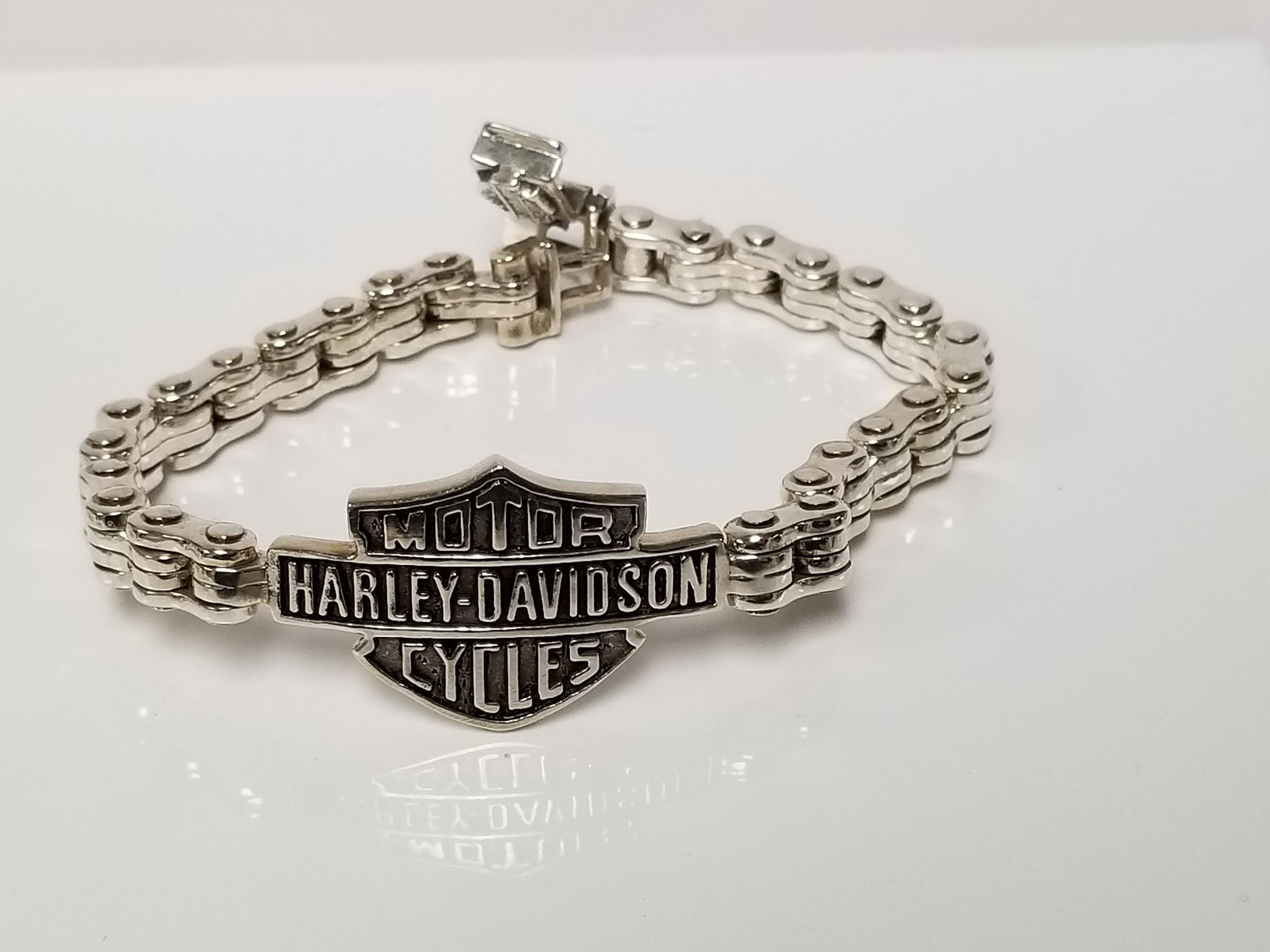 ハーレーダビッドソン　シルバー925 ブレスレットHarley Davidson ハーレーダビッドソン 燻し加工 8連ブレスレットHarley davidson