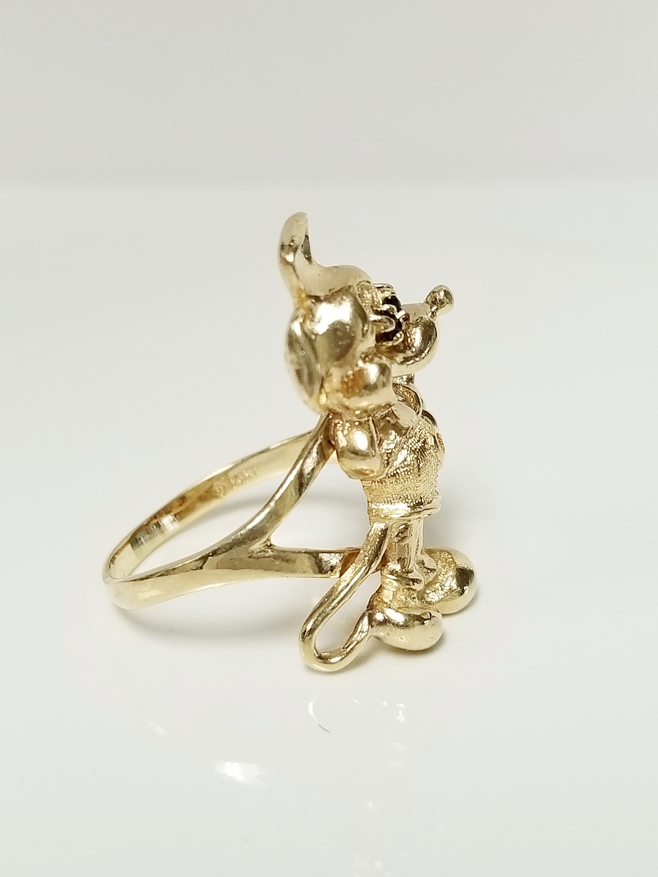 アクセサリー mickeys 5.09 Grams Size 5.5 Estate 14k Yellow Gold Sapphire Disney