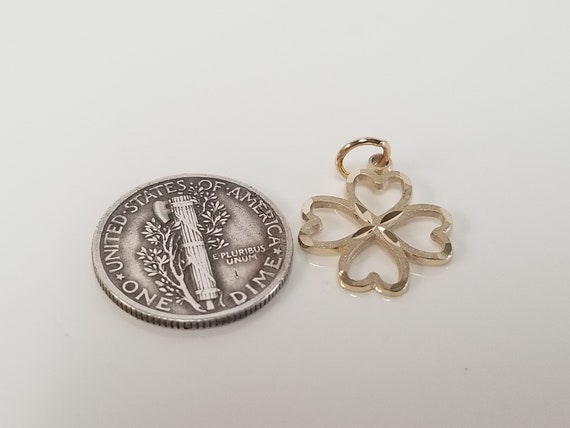 3/4" Estate 10k Yellow Gold Leaf Clover Shamrock Filigree 4 Hearts Pendant Charm Irish Good Luck Stunning G221