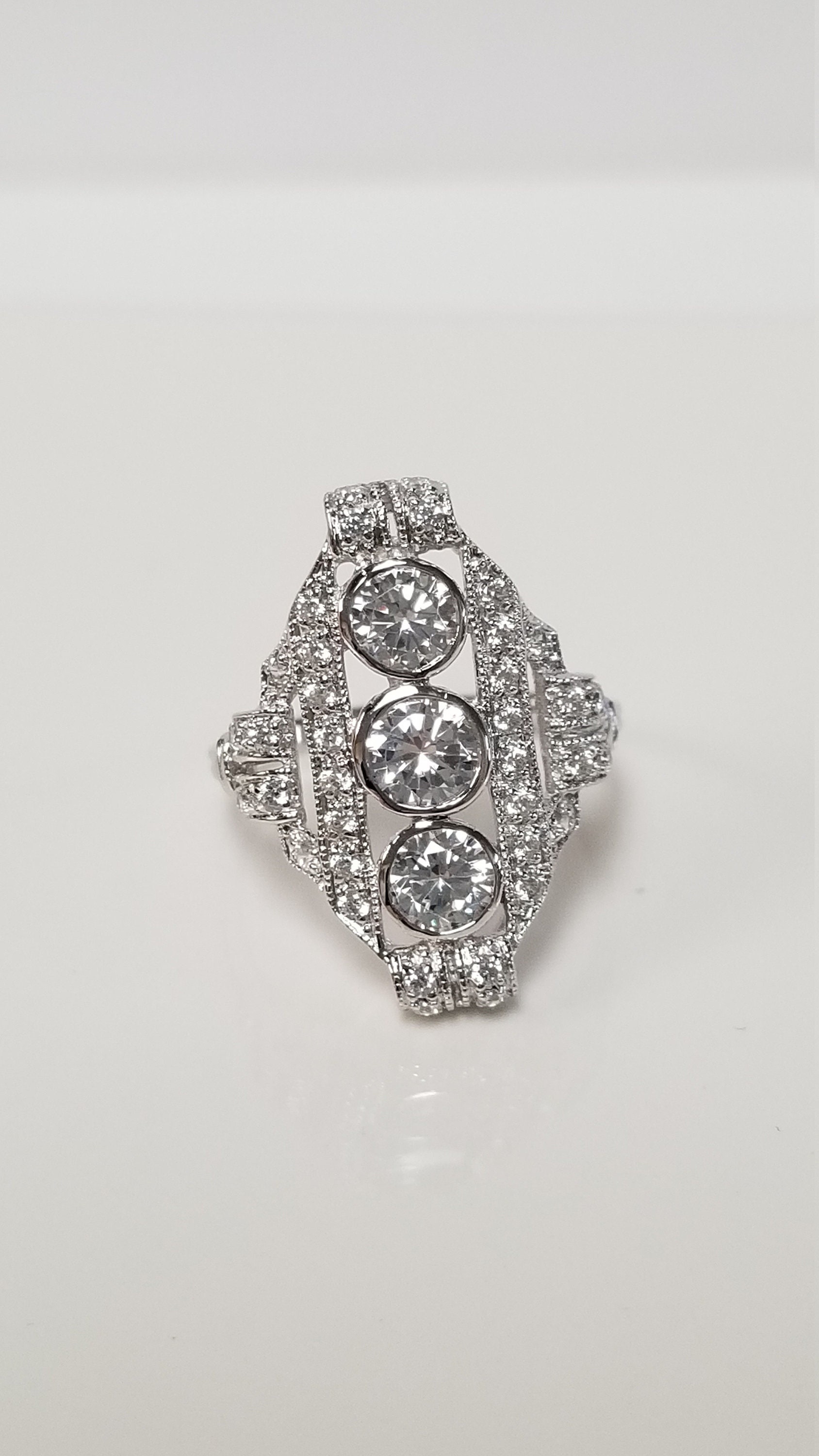 yke66　リング9点 Size 7 8 9 Estate Sterling Silver 925 1ct Cz Diamond Stunning