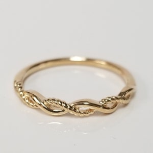 Anello da sposa con fascia intrecciata in oro giallo 14k, misura 6, da 3 mm, GS1751-2