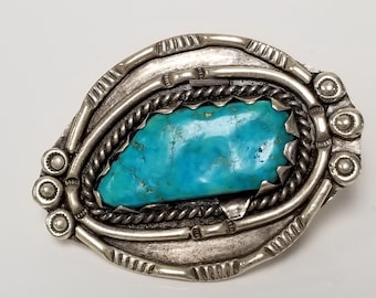 2" Sterling Silver 925 Turquoise Navajo Indian Belt Buckle Leather Mom Dad