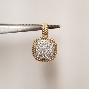 Rea 1,40 gram 5/8" Rea SI2 G Estate 14k gult vitt guld 0,15kt diamanthänge med pärlor och kula, fantastiskt DFJ35-03