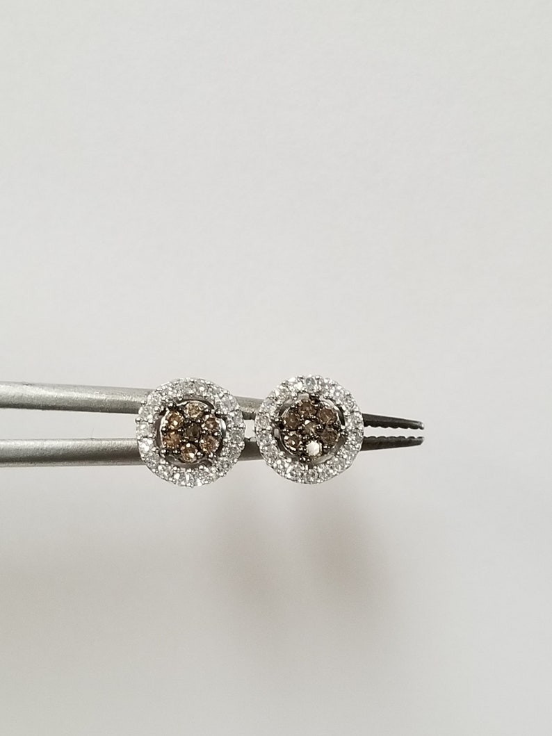 Sale 6.8mm Estate New 14k White Gold Natural Champagne .25ct White Diamond Screw Post Backs Studs Earrings 6mm 7mm DNG57-01