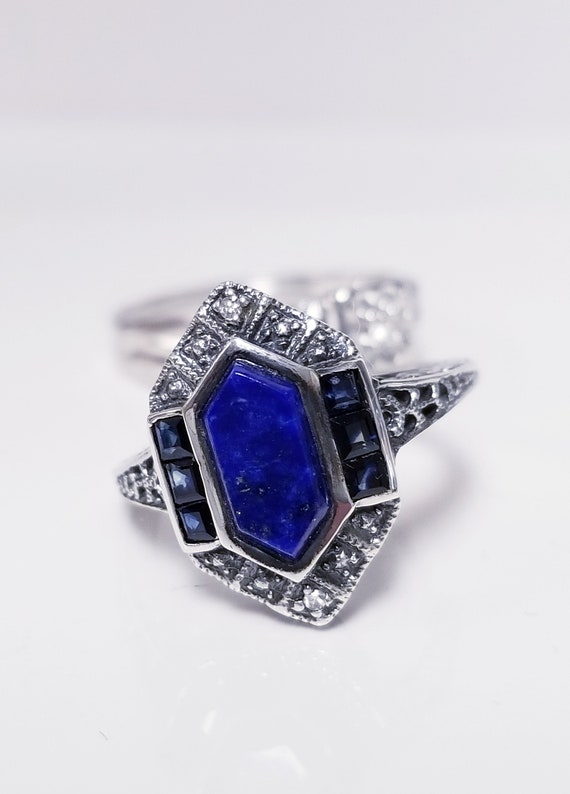 Size 6 7 8 Estate 2ct Lapis Lazuli Sterling 925 Si