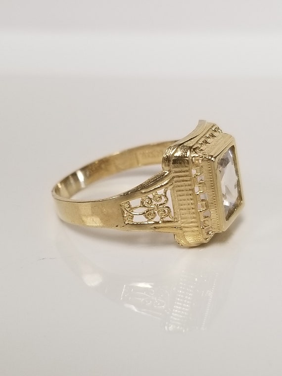Ring Size 7.25 Estate 10k Yellow Gold CZ Diamond … - image 5