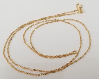 Venda 20" 22" Estate 14k Colar de ouro amarelo .80 mm Corrente de Cingapura Elo duplo G44
