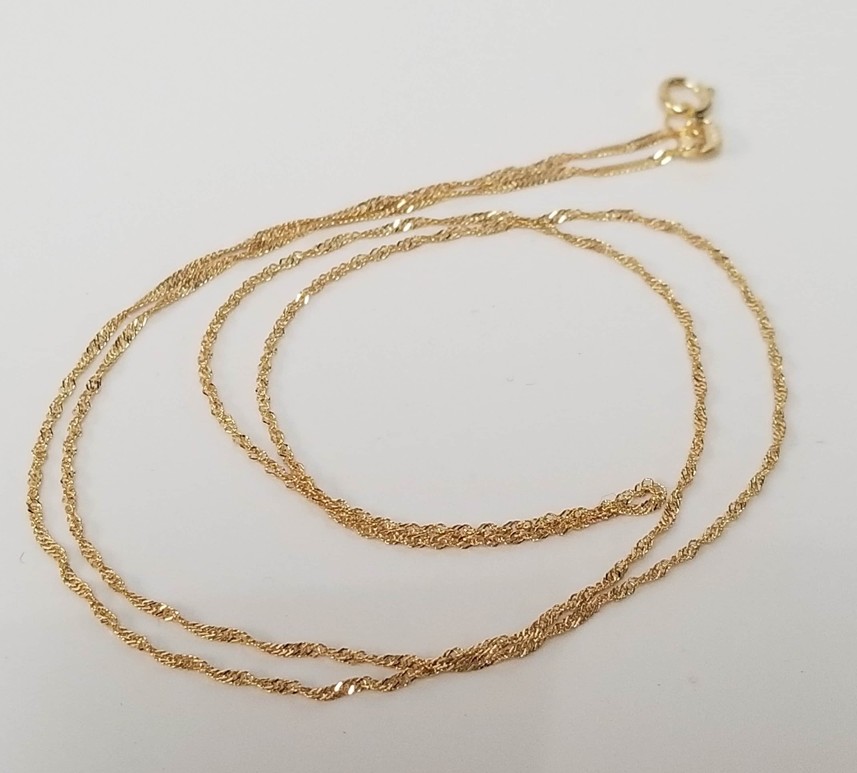 Sale 16" 18" Estate 14k Yellow Gold Necklace .80mm Singapore Chain Double Link 15" G44