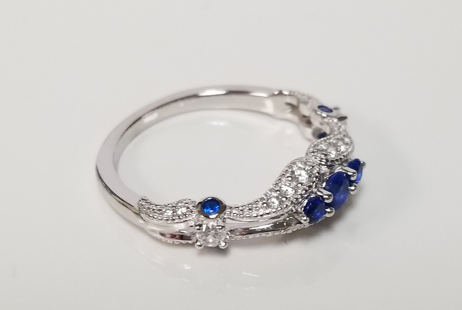 Estate Sterling Silver 925 Created Blue Sapphire Cz .50ct - Etsy