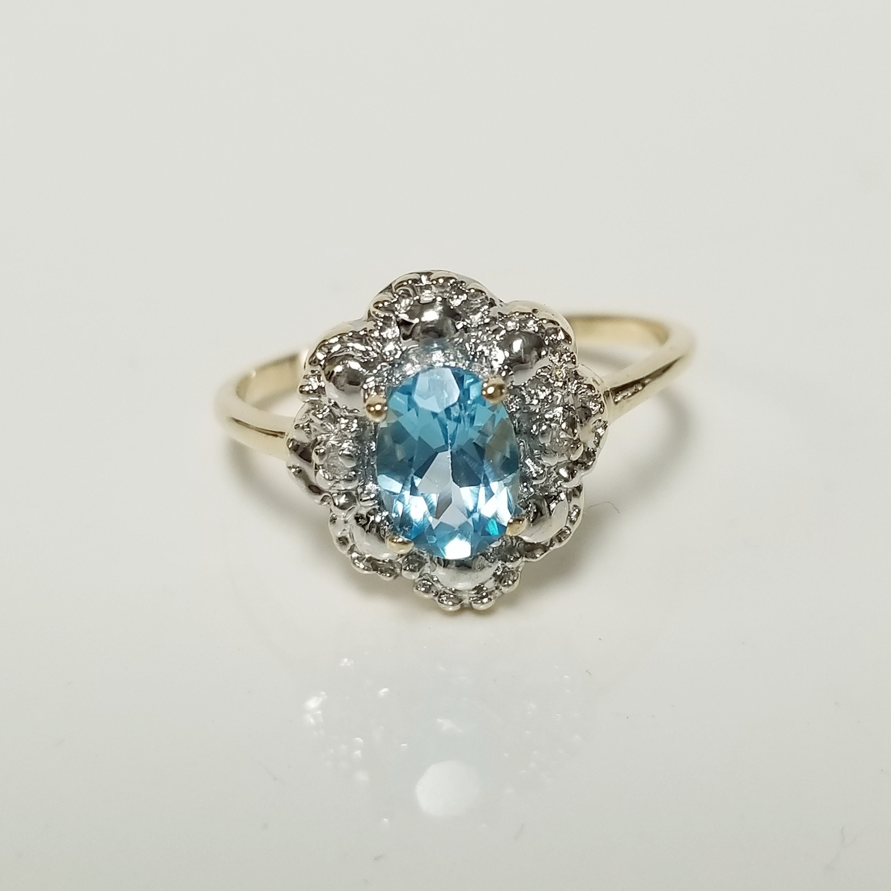 その他 nichinichi N1721 Ring [aquamarine] 2.01 Grams Size 6.75 Estate 10k Yellow Gold 1ct Blue