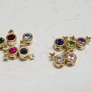 Pingente de ouro amarelo 14k com safira rubi granada 0,25 ct e zircônia cúbica diamante esmeralda topázio rosa gelo menino menina bebê mãe criança CHOICE GS1295-03